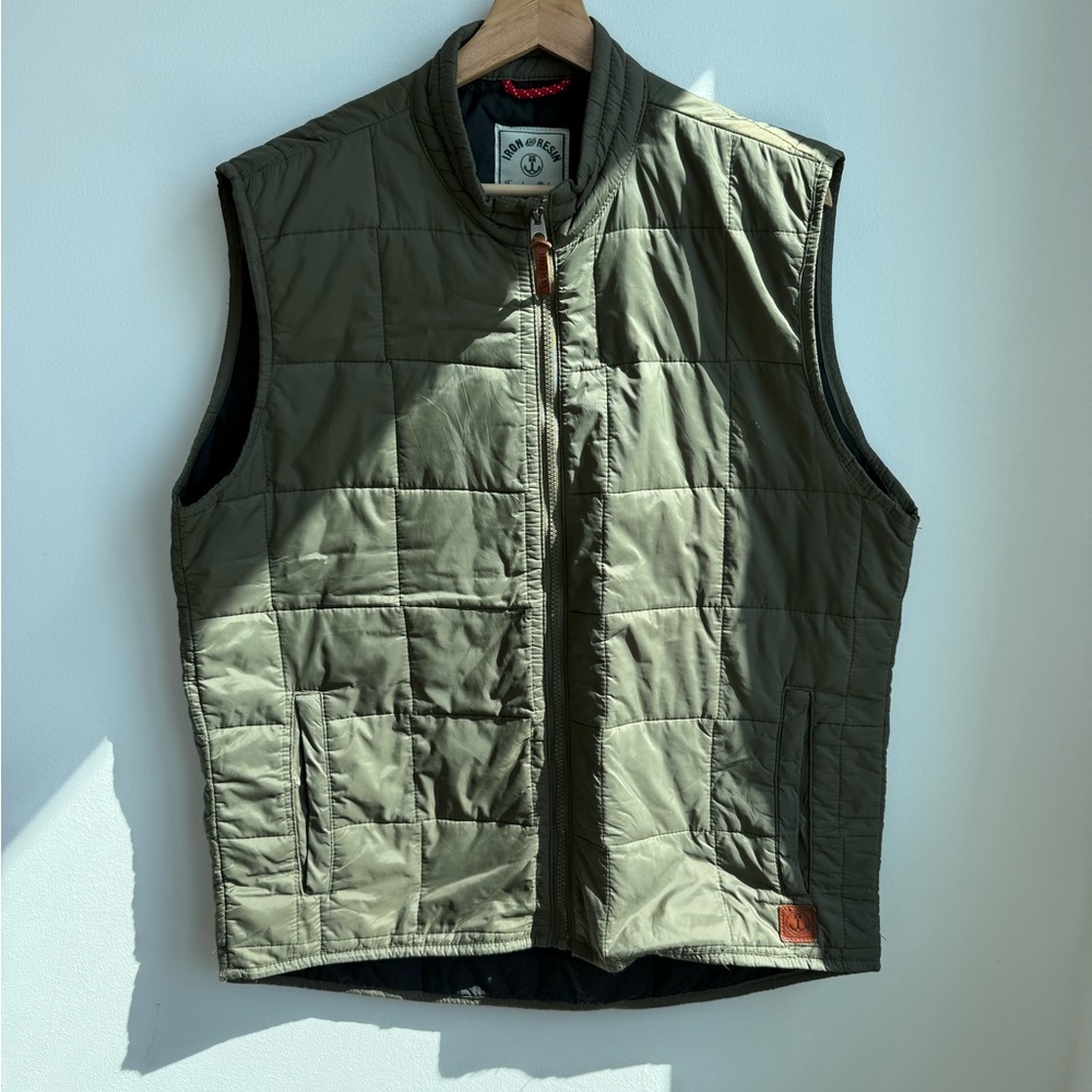 Men's Olive Quilted Vest Jacket - Iron & Resin